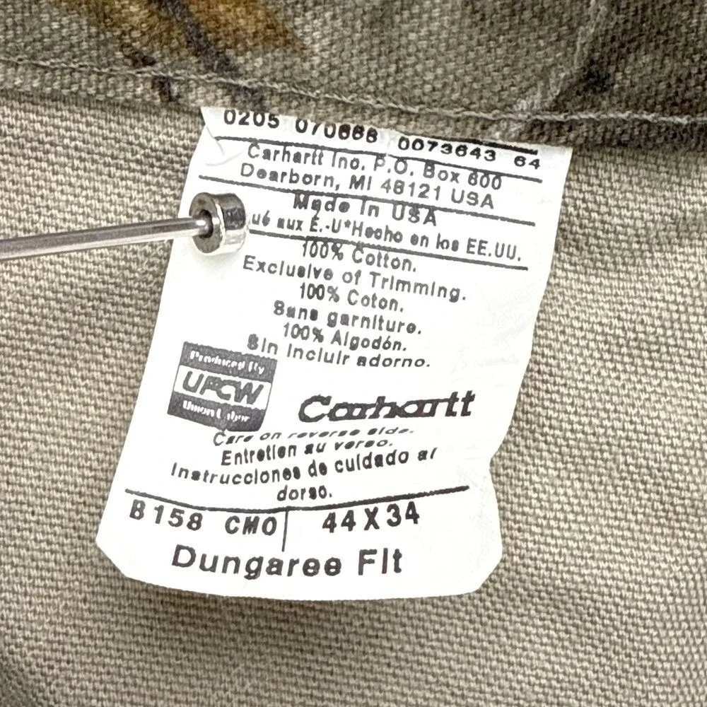 Carhartt Work Camo Dungaree Fit Pants Mens 44X34 B158‎ CMO Camo NWT Hardwoods